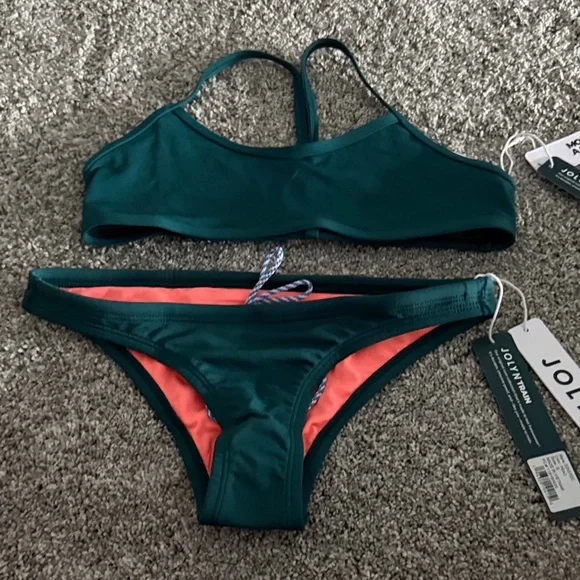 Jolyn Teal Swim Bikini with Coral Lining - Picture 4 of 6